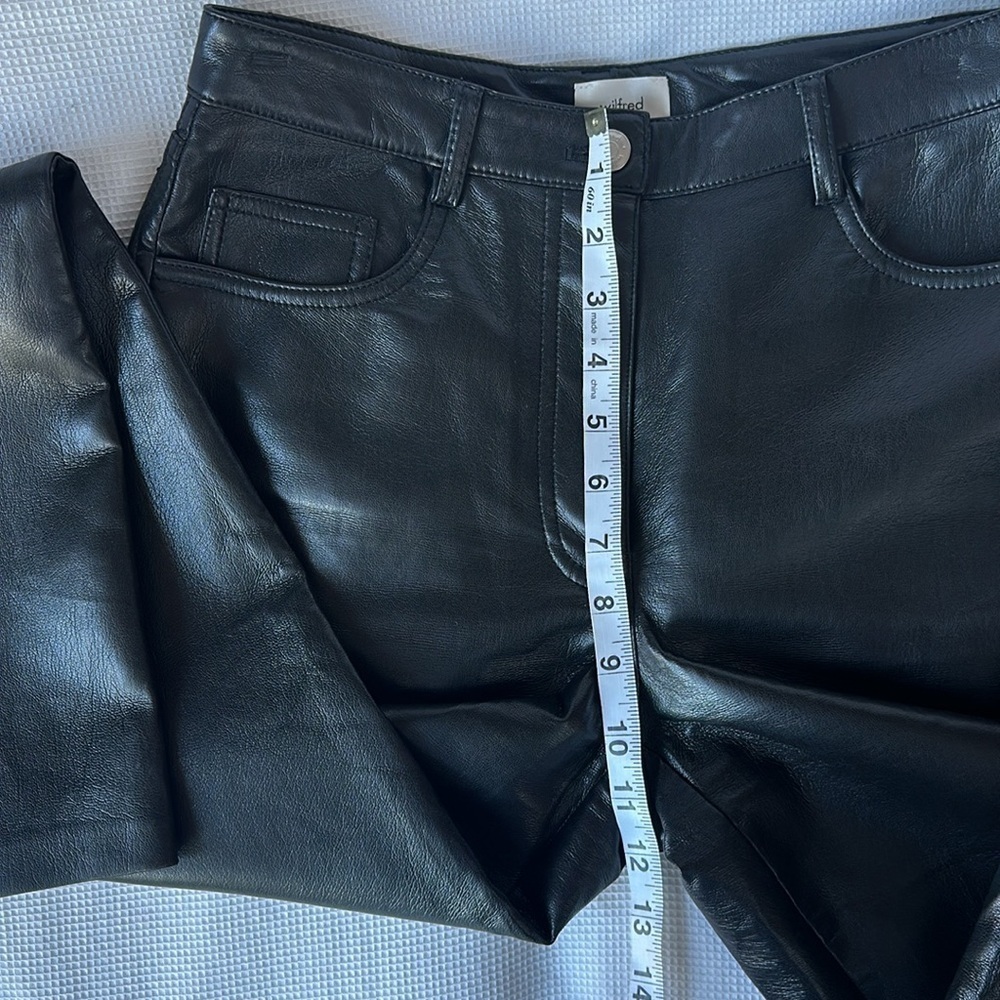 Aritzia Wilfred Sz 4 The Melina Pants Black Vegan Leather High Rise Straight Leg - Picture 10 of 12